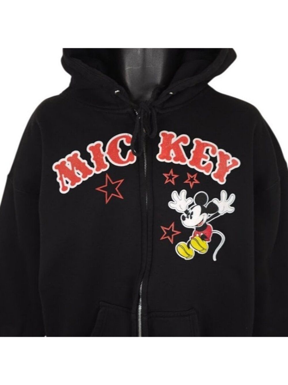 Mickey Mouse Sweatshirt Hoodie Mens Size XL Black Walt Disney Full Zip